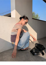 Santori chiffon off-shoulder sleeveless T-shirt