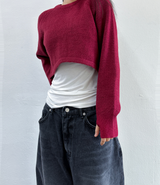 (WARMER DETAIL!) シッククロップドワイドルーズラウンドニット - 2 COLOR