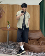 Furd-dyed zipper short-sleeve shirt