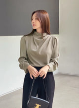 Nubet Half-Neck Drape Puff Blouse