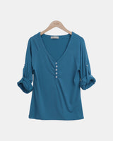 Adam V-Neck Roll-Up Long-Sleeve T-Shirt