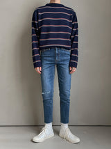 +5cm Middle Washing Dis Denim Pants (6141)