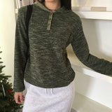ザイクストライプグラディエントボタンカラーリングフードTシャツ