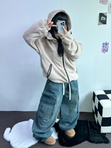 オーバーフィットフリースジップアップ💛🤎🖤 - 3カラー
