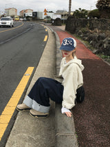 チェックボタンロールアップワイドパンツ (2c)