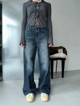 BACK POINT DENIM WIDE PANTS