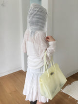 Wrap loose fit shirring hooded knit (4c)
