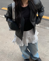 Ribbon frill mini skirt