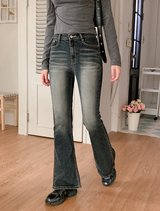 Cat Washing Denim Bootcut Pants