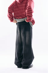 Applique lined denim pants