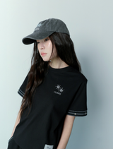 シリンストライプアイレットポイントハーフTシャツ (2Color)