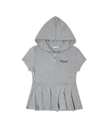 STRIPE HOOD FLARE TOP (GRAY) F26QB072
