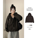 Maro Cotton Pocket Button Hooded Jacket