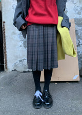  CHECK LOOP PLEATS SKIRT