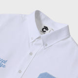 Sky Blue C patch Oxford Long-Sleeved Shirt / White [Unisex]