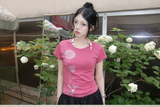 シルバークロスステッチローズTシャツ