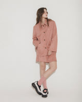 FAUX SUEDE STUDS MINI SKIRT [PINK]