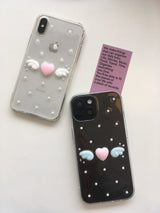 [MADE] ドットエンジェルレジンケース(heart-pink & wings-white)