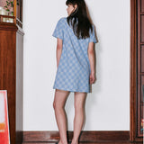 Denim Check One Piece Blue