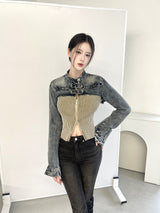 1089. Shirring denim slim boots cut pt (2color)