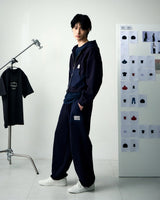 [UPDRAFT]NYLON MIXED COTTON ZIP-UP NAVY