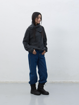 neck warmer loose fit boucle knit - charcoal