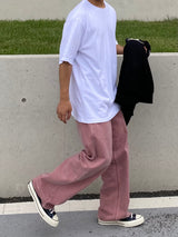 Pink cutting wide pants