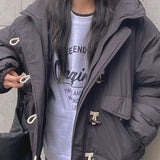 Second tteokbokki oversized hooded padded jacket