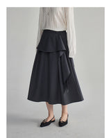 Soft ruffle striped asymmetrical flare skirt