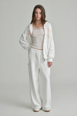 NYC hooded zip-up, Ivory