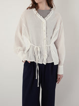Frill v-neck blouse