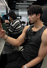 Pigment Dyeing Washing Vintage Muscle Fit Henley Neck Sleeveless Shirt