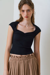 Heart shirring t-shirt_black
