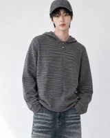 (UNISEX) Multi Stripe Hood Long Sleeve