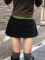 レイヤードピーチミニスカートパンツ (2color)