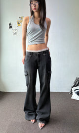Semi Heart Side Cargo Loose Bootcut Pants 3color