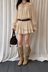 ARCADIAN SHEER BELTED DRESS