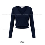 Pint Crop V-Neck Slim Long Sleeve