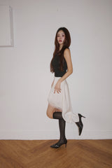 silk unbalanced wrap midi skirt