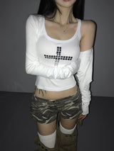 rainbow piece cross mini top(3 color)