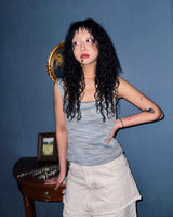 (2color) Frayed Raw-Edge Skirt Layered Pants