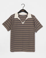 Malve Stripe pk Collar T-shirt