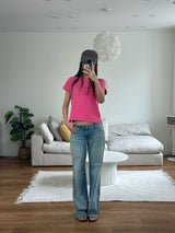 washed low denim