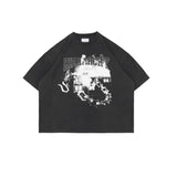 HIERARCHY STUDIOS TMTNW - ウォッシュドブラックアンチェーンオーバーサイズTシャツ