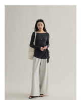 loose-fit high-waisted straight denim pants