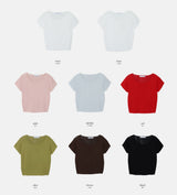 KTパステルUネックパフ半袖ニット (7color)