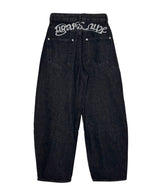 [ back embroidery ] conti dark denim wide pt