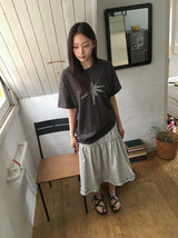 Bihina Flower Shirring Long Skirt