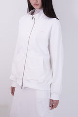 Lettering half neck two-way zip-up (IVORY)