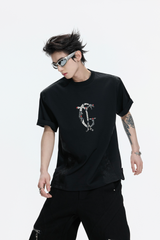 スネークスキン パッチワーク Tシャツ